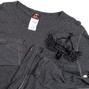 Groggy Grey Distressed Long‎ Sleeve Top Y2k Grunge Goth Rocker Vamp